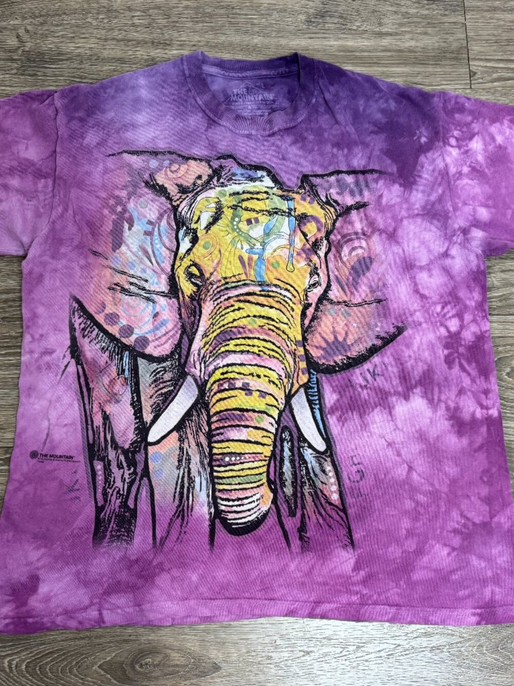 The Mountain Purple Elephant Tie Dye Shirt Unisex Size L - XL